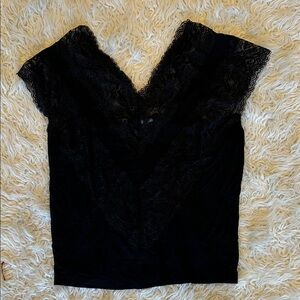 VENUS Black Lace Detail Top, stretchy jersey